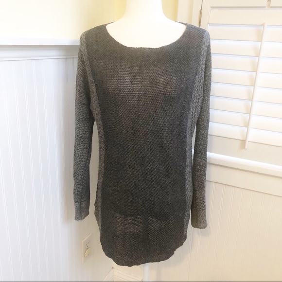 Eileen Fisher Gray 100% Linen Tunic Sweater Small - Picture 1 of 6